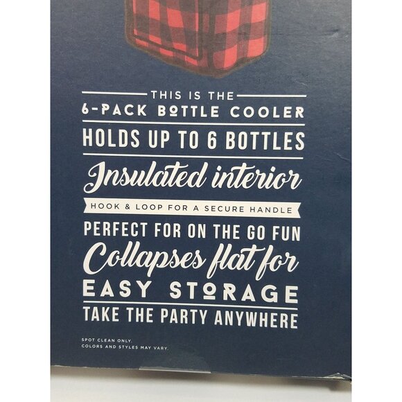 Hammer + Axe 6-Pack Bottle Cooler Carrier Insulated Red & Black Plaid Design - Picture 6 of 7